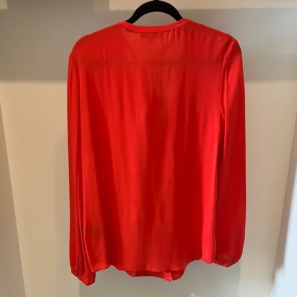 Vibrant Red Marchesa Voyage Women's Button Up Blouse with Neck Tie - Picture 5 of 5